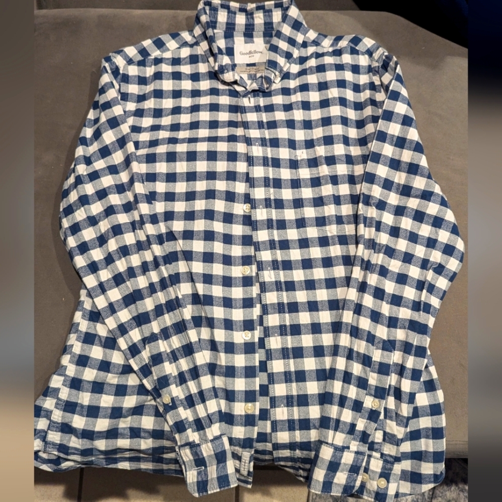Goodfellow Slim fit Blue and White Checkered Button-Up Shirt